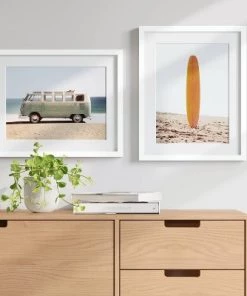 (Set of 2) 16" x 20" Van and Surfboard Framed Wall Art - Project 62™