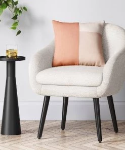 Harwell Modern Arm Barrel Chair with Wooden Legs Faux Shearling Cream - Project 62™