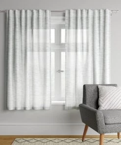 1pc Light Filtering Striation Herringbone Window Curtain Panel - Project 62™ White/gray