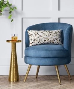 Beadle Accent Chair with Brass Leg Velvet Blue - Project 62™