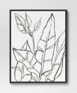 24" x 30" Botanical Sketch Framed Wall Canvas White/Black - Project 62™ -Project 62 Shop GUEST 94904d29 7a59 4ac3 9b11 668990ff03b9