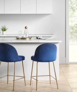 Nils Brass Base Counter Height Barstool - Project 62™ Navy Blue