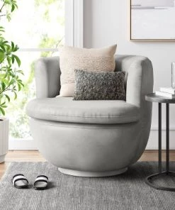 Dorton Round Swivel Barrel Chair - Project 62™ Navy Velvet