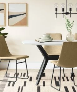 2pk Bowden Faux Leather and Metal Dining Chairs Natural - Project 62™