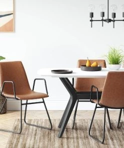 2pk Bowden Dining Chair with Arms Caramel Faux Leather - Project 62™