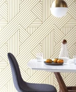 Metallic Ribbon Peel & Stick Wallpaper Gold/Ivory - Project 62™